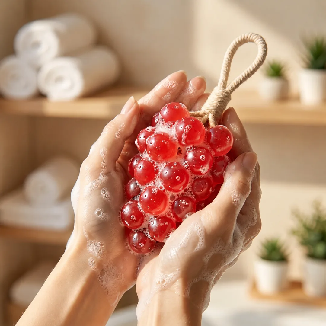 Red grape-shaped decorative soap with hanging cord – ZenteMart Pakistan thumbnail 3
