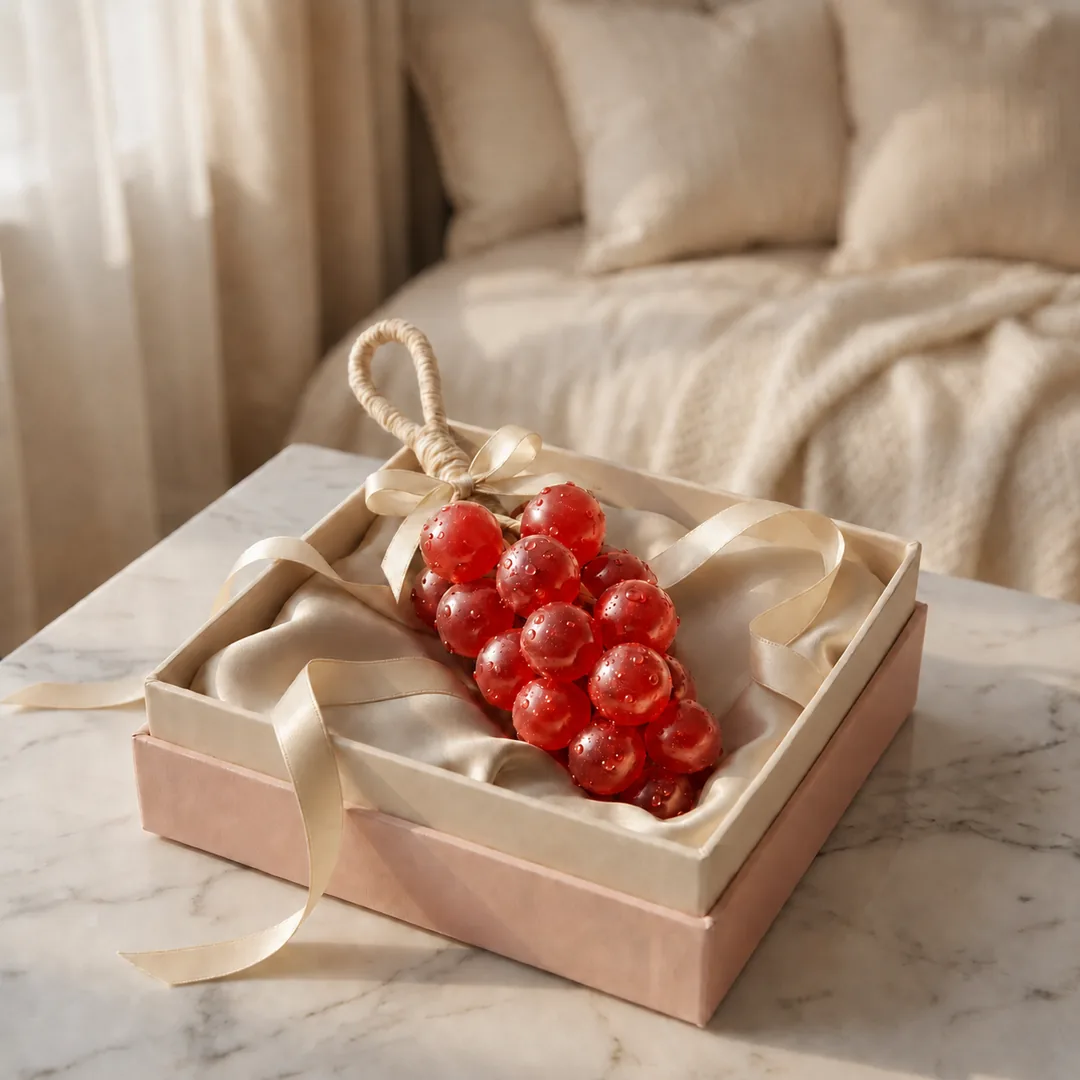 Red grape-shaped decorative soap with hanging cord – ZenteMart Pakistan thumbnail 4