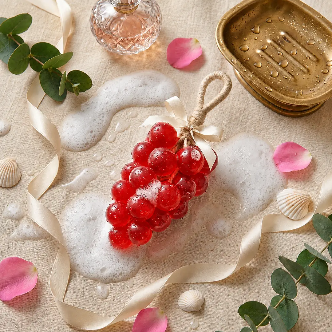 Red grape-shaped decorative soap with hanging cord – ZenteMart Pakistan thumbnail 5