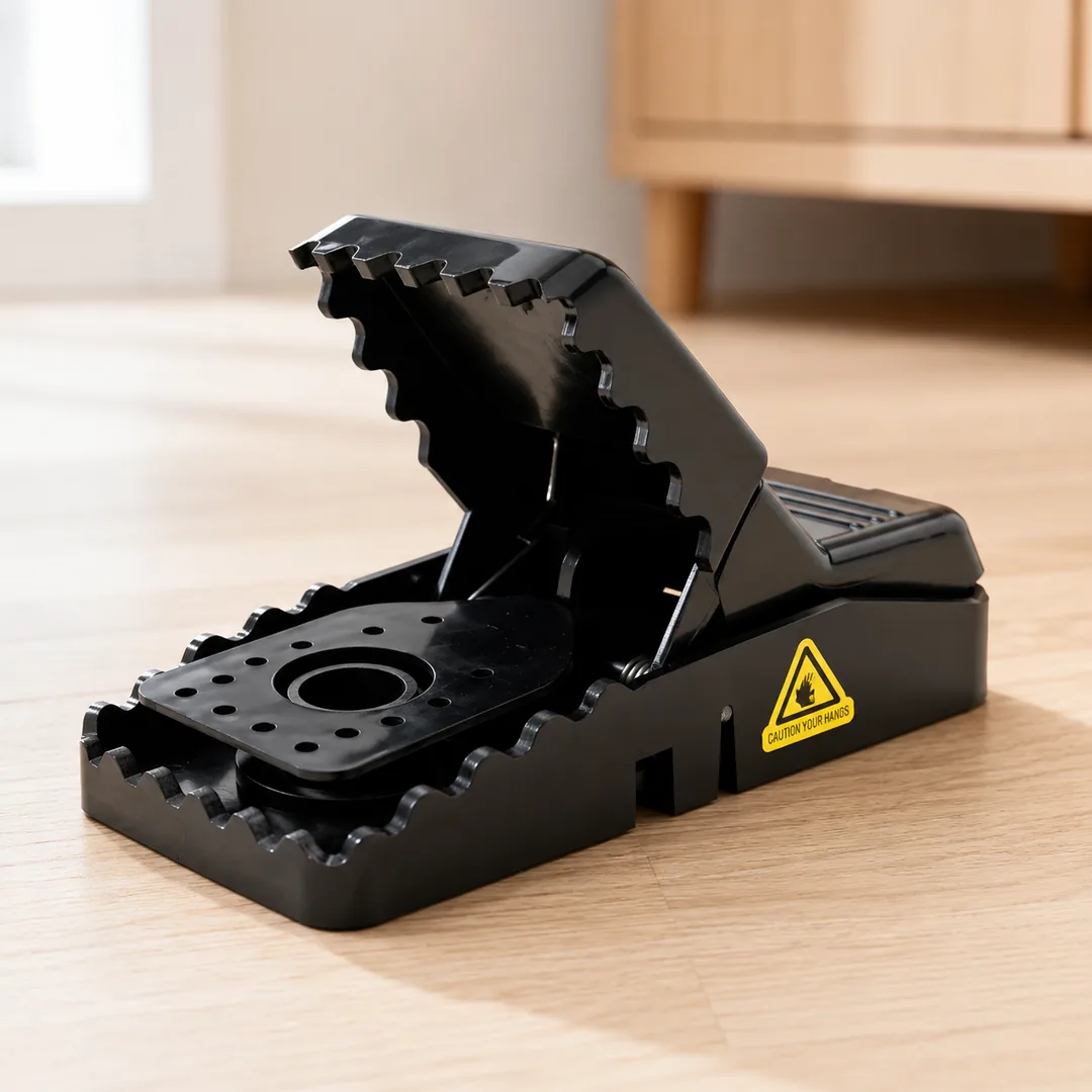 Black reusable snap mouse trap with bait cup – ZenteMart Pakistan