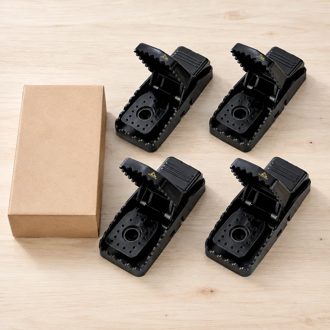 Black reusable snap mouse trap with bait cup – ZenteMart Pakistan - View 2